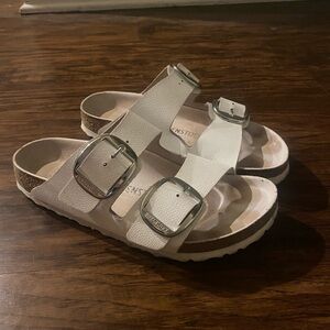 Birkenstock Wide Buckle White Sandals - Size 38